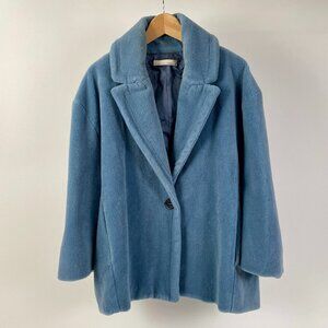 Liviana Conti One-Button Teddy Fleece Wool Jacket, Made In Italy, Large